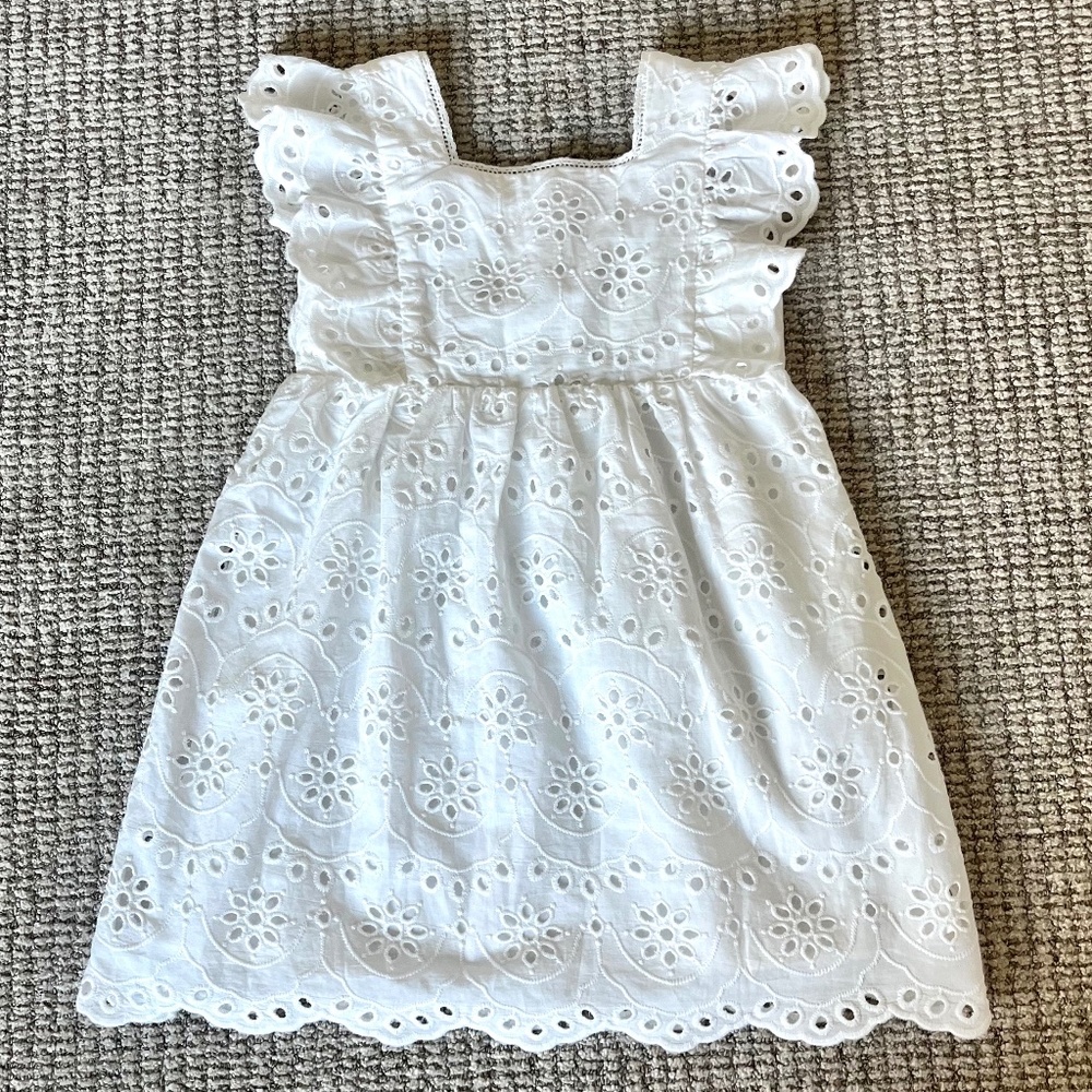 Zara White Eyelet Girls Dress Size 4-5